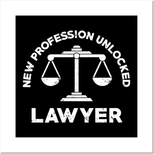 New Profession Unlocked Lawyer Funny Law School Gift Posters and Art